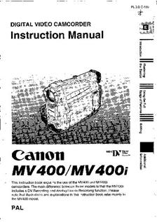 Canon MV 400 manual. Camera Instructions.